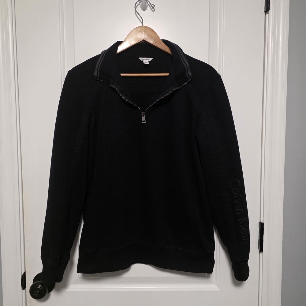 Calvin Klein Men's Black 1/4 Quarter Zip-Up Sweater Medium